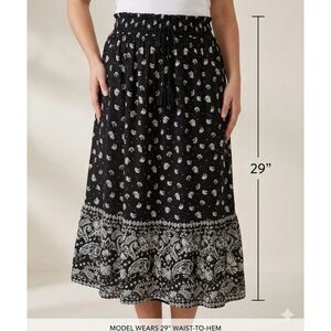 Sonoma Skirt Womens Large Midi Black Floral Boho Whimsygoth Cottagecore Festival
